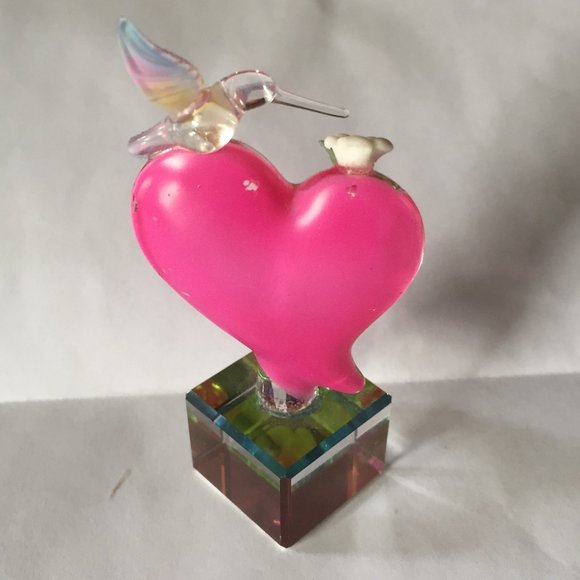 ⭕5 /$17 - "I Love You" ❤️ Pink Heart Crystal & 🌈 Hummingbird + Flowers - Picture 3 of 6